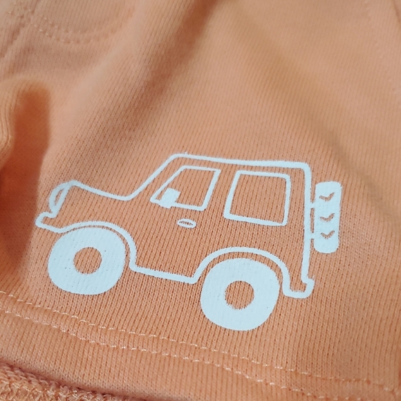 Orange Baby Shorts with Car Print - Picture 4 of 5